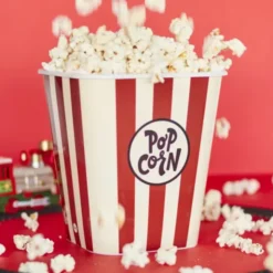Popcorn Eimer wiederverwendbar - 3 l / rot weiß gestreift