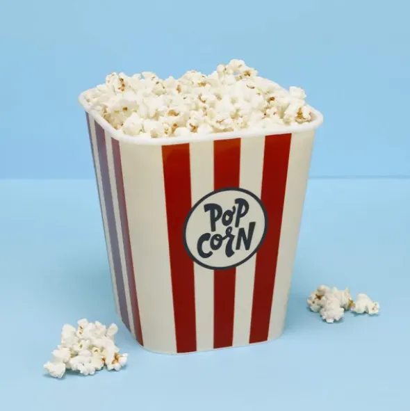 Popcorn Eimer wiederverwendbar - 3 l / rot weiß gestreift