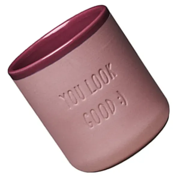 Porzellan Becher dunkelrot YOU LOOK GOOD 380 ml