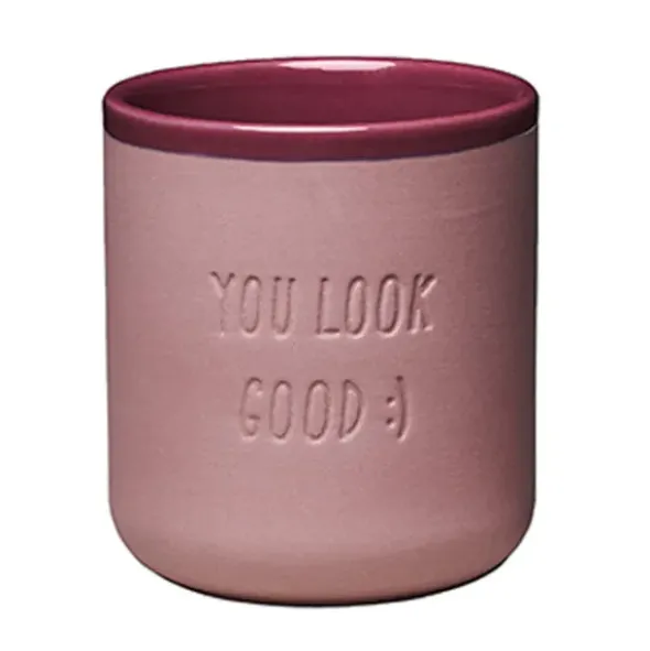 Porzellan Becher dunkelrot YOU LOOK GOOD 380 ml