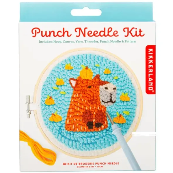 Punch Needle Set - Stickbild Capybara - Lochnadel DIY Stickset Ø 15 cm