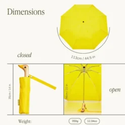 Regenschirm gelb mit Entenkopf Griff aus Holz - Original Duckhead Taschenschirm