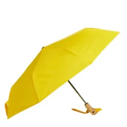 Regenschirm gelb mit Entenkopf Griff aus Holz - Original Duckhead Taschenschirm