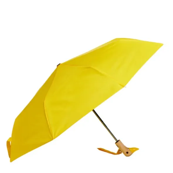 Regenschirm gelb mit Entenkopf Griff aus Holz - Original Duckhead Taschenschirm