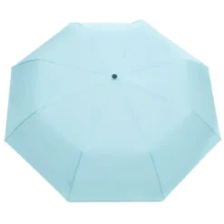 Regenschirm hellblau mit Entenkopf Griff aus Holz - Original Duckhead Taschenschirm
