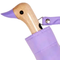 Regenschirm lila mit Entenkopf Griff aus Holz - Original Duckhead Taschenschirm