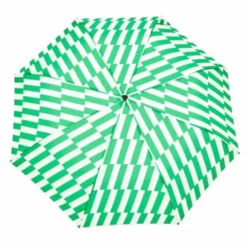 Regenschirm mit Entenkopf Griff aus Holz grün weiß gemustert - Original Duckhead Taschenschirm