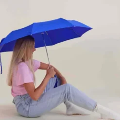 Regenschirm mit Entenkopf Griff aus Holz dunkelblau - Original Duckhead Taschenschirm