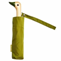 Regenschirm mit Entenkopf Griff aus Holz grün - Original Duckhead Taschenschirm