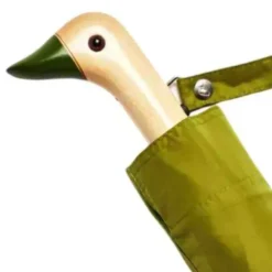 Regenschirm mit Entenkopf Griff aus Holz grün - Original Duckhead Taschenschirm