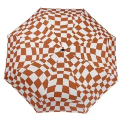 Regenschirm mit Entenkopf Griff aus Holz braun weiß gemustert - Original Duckhead Taschenschirm