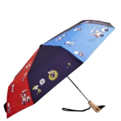 Regenschirm mit Entenkopf Griff aus Holz & Snoopy Motiv Golfspieler - Original Duckhead Taschenschirm