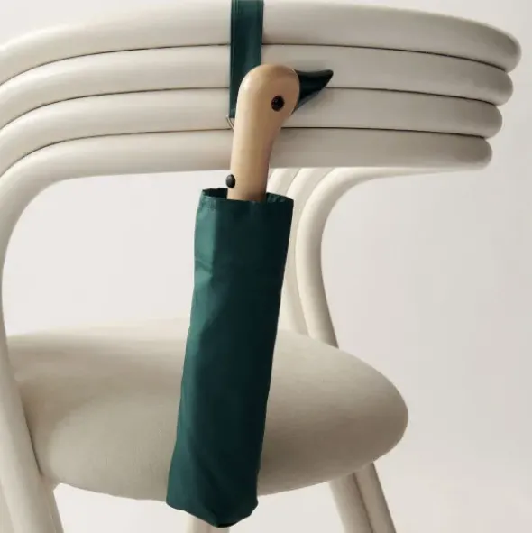 Regenschirm mit Entenkopf Griff aus Holz grün - Original Duckhead Taschenschirm