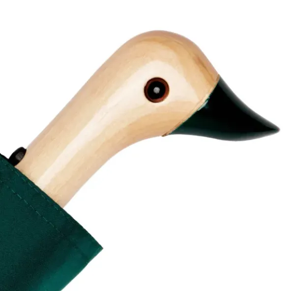 Regenschirm mit Entenkopf Griff aus Holz grün - Original Duckhead Taschenschirm