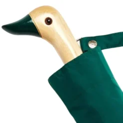 Regenschirm mit Entenkopf Griff aus Holz grün - Original Duckhead Taschenschirm