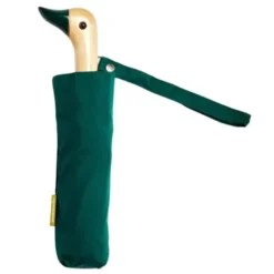 Regenschirm mit Entenkopf Griff aus Holz grün - Original Duckhead Taschenschirm