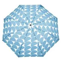 Regenschirm mit Entenkopf Griff aus Holz hellblau weiß gemustert - Original Duckhead Taschenschirm