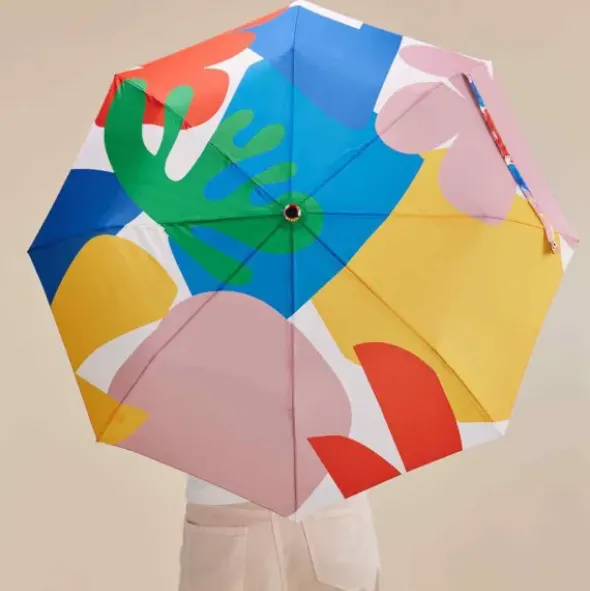 Regenschirm mit Entenkopf Griff aus Holz bunt - Original Duckhead Taschenschirm