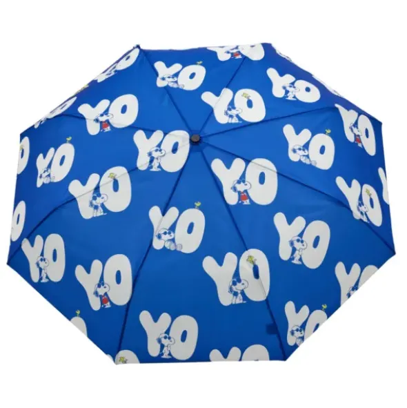 Regenschirm mit Entenkopf Griff aus Holz & Snoopy Motiv blau - Original Duckhead Taschenschirm