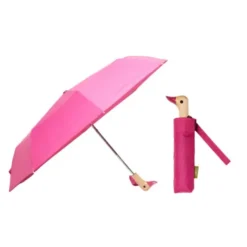 Regenschirm pink mit Entenkopf Griff aus Holz - Original Duckhead Taschenschirm