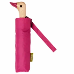 Regenschirm pink mit Entenkopf Griff aus Holz - Original Duckhead Taschenschirm