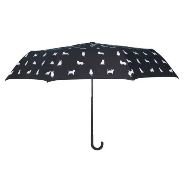 Regenschirm schwarze Katze Meowmbrella / Taschenschirm mit wasserfester Hülle