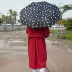 Regenschirm schwarze Katze Meowmbrella / Taschenschirm mit wasserfester Hülle