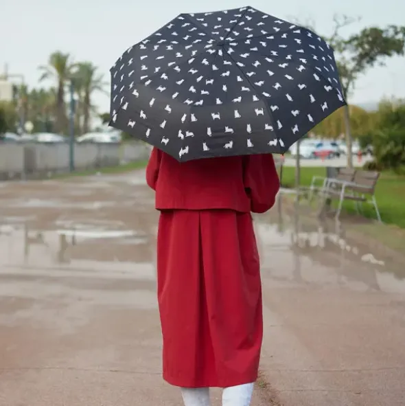 Regenschirm schwarze Katze Meowmbrella / Taschenschirm mit wasserfester Hülle