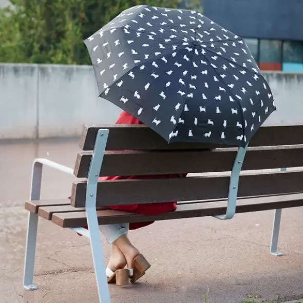 Regenschirm schwarze Katze Meowmbrella / Taschenschirm mit wasserfester Hülle