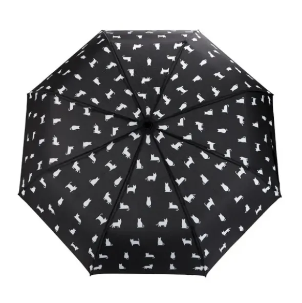 Regenschirm schwarze Katze Meowmbrella / Taschenschirm mit wasserfester Hülle