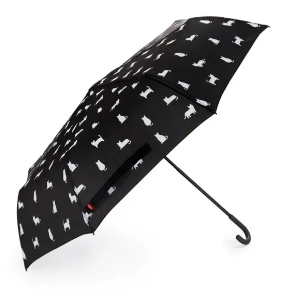 Regenschirm schwarze Katze Meowmbrella / Taschenschirm mit wasserfester Hülle