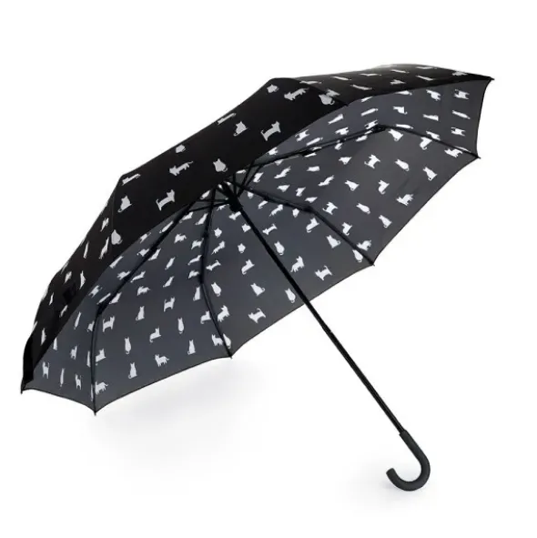 Regenschirm schwarze Katze Meowmbrella / Taschenschirm mit wasserfester Hülle