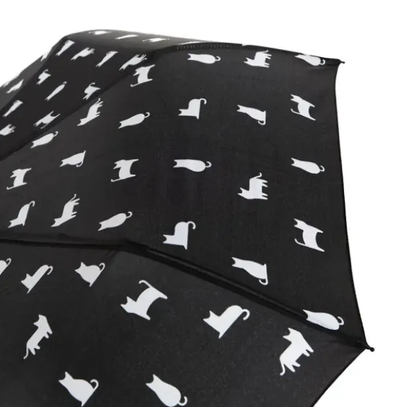 Regenschirm schwarze Katze Meowmbrella / Taschenschirm mit wasserfester Hülle
