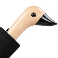 Regenschirm schwarz mit Entenkopf Griff aus Holz - Original Duckhead Taschenschirm