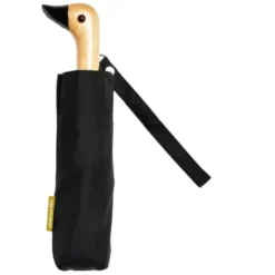 Regenschirm schwarz mit Entenkopf Griff aus Holz - Original Duckhead Taschenschirm