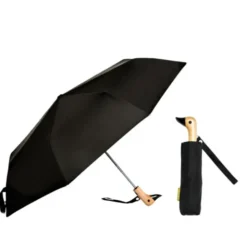Regenschirm schwarz mit Entenkopf Griff aus Holz - Original Duckhead Taschenschirm