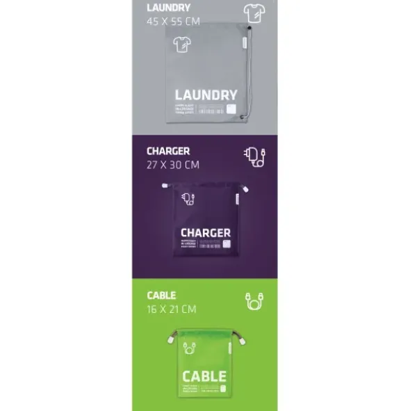 Reisebeutel Zugbeutel 3er-Set In-Luggage STRING B