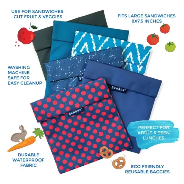 Sandwich Bag NAVY blau - Lunchtüte mit Klettverschluss
