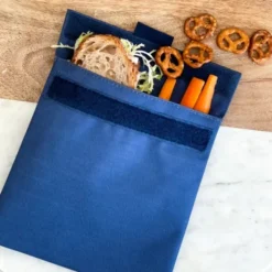 Sandwich Bag VICHY BLUE kariert - Lunchtüte mit Klettverschluss