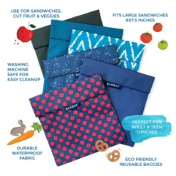 Sandwich Bag VICHY BLUE kariert - Lunchtüte mit Klettverschluss