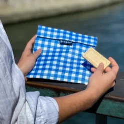 Sandwich Bag ZIG ZAG blau - Lunchtüte mit Klettverschluss
