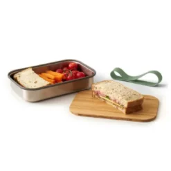 Sandwich Lunchbox Edelstahl mit Bambusdeckel, olive