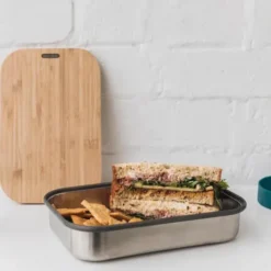 Sandwich Lunchbox Edelstahl mit Bambusdeckel, olive