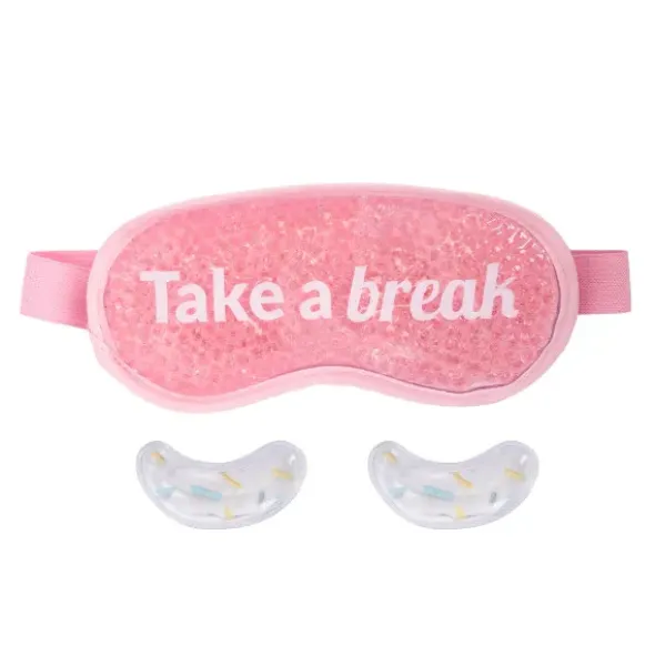 Schlafmaske mit Gelperlen & Augenpads mit Gelfüllung - „Take a break", Wärme & Kälte