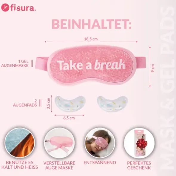 Schlafmaske mit Gelperlen & Augenpads mit Gelfüllung - „Take a break", Wärme & Kälte