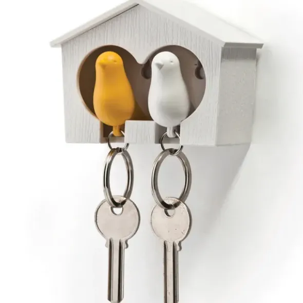 Schlüsselanhänger Duo Sparrow weiß/gelb