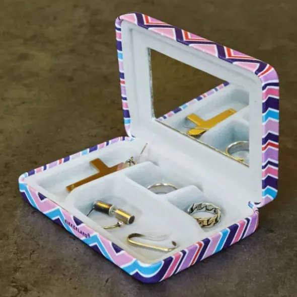Schmucketui - Mini Schmuckbox bunt, gestreift zigzag