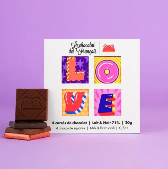 Schokoladen Geschenkbox LOVE 4 Stück Minis à 5 g