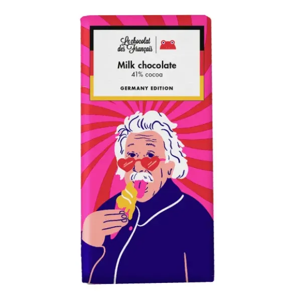 Schokoladentafel 70 g mit Illustration von Albert Einstein mit Eis