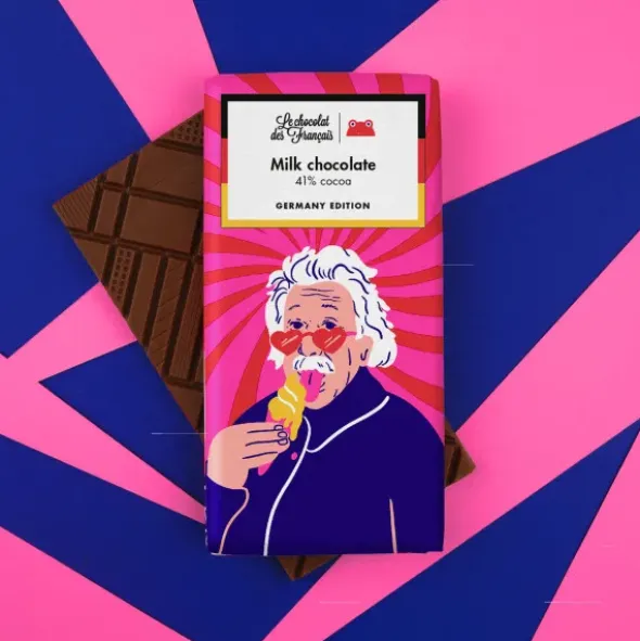 Schokoladentafel 70 g mit Illustration von Albert Einstein mit Eis